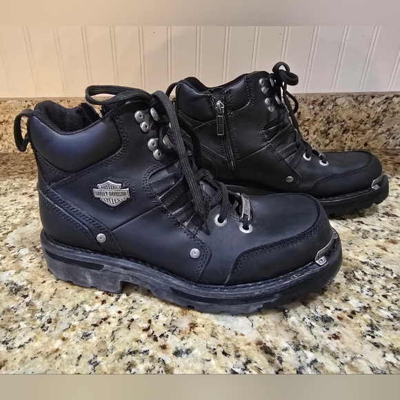 Harley Davidson Women's Size 10 Tracey Black 4 Inch Motorcycle Boots  D84496 - Picture 5 of 7